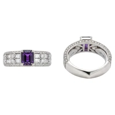 Pre-owned Kat Florence Unheated Kashmir Purple Sapphire Ring 1.51ct With D Flawless Diamon