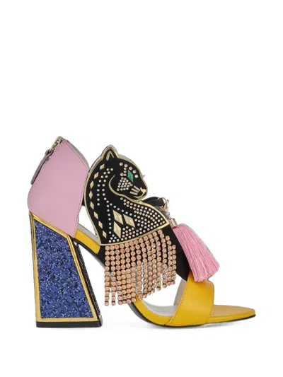 Kat Maconie Aya Panther Crystal-embellished Sandals In Multi