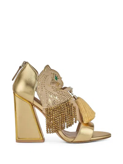 Kat Maconie Aya Panther Embellished Leopard-motif Sandals In Neutral