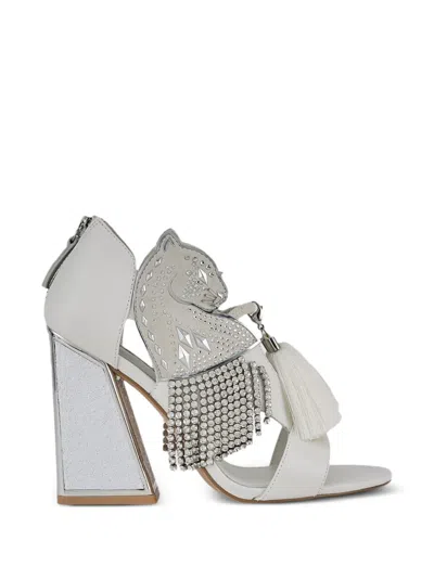 Kat Maconie Aya Panther Embellished Leopard-motif Sandals In White