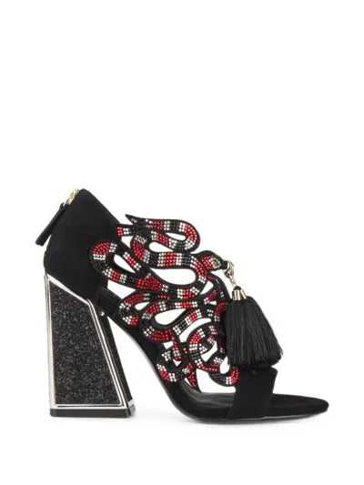 Kat Maconie Aya Saba Snake-embellished Tassel Sandals In Black