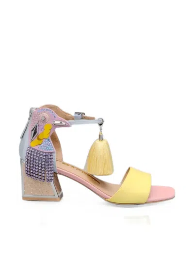 Kat Maconie Bird-embellishment Sandals In Yellow