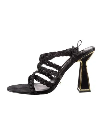Pre-owned Kat Maconie Chain-link Accents Gladiator Sandals In Black