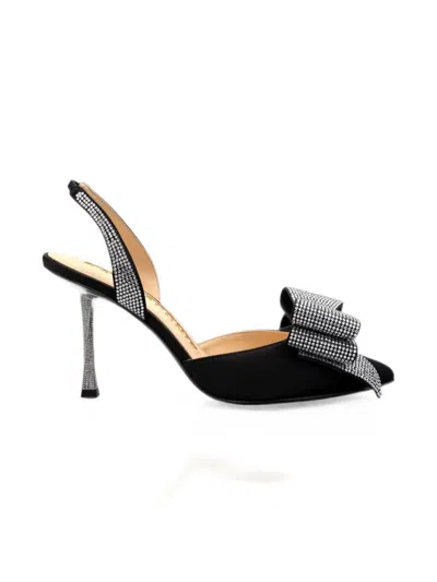 Kat Maconie Crystal-embellished Bow Slingback Pumps In Black