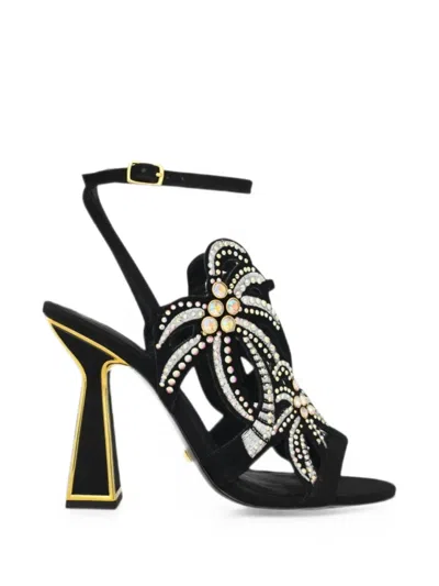 Kat Maconie Crystal-embellished Palm-tree Sandals In Black