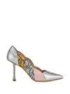 Kat Maconie 디비나 스네이크 스킨 이펙트 물결 펌프스 In Silver