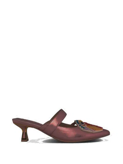 Kat Maconie Embellished Metallic Mules In Pink