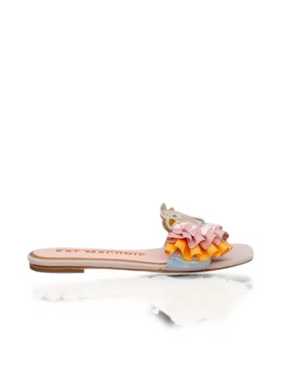 Kat Maconie Embellished Ruffled Sandals In Multi