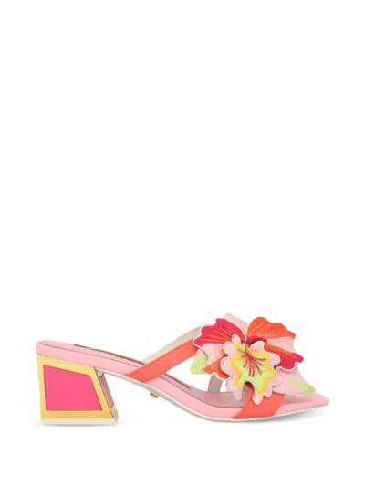Kat Maconie Eve Floral-applique Block-heel Sandals In Pink