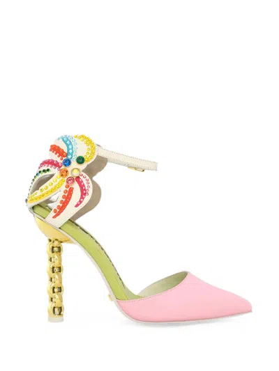 Kat Maconie Ezili Embellished Pointed-toe Pumps In Pink