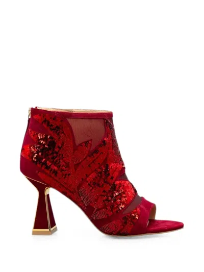 Kat Maconie Fiona Sequin-embellished Sandals In Red