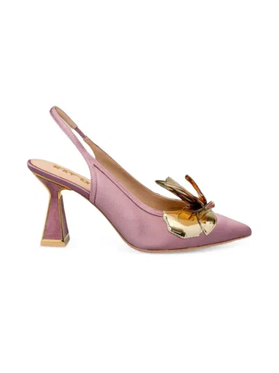 Kat Maconie Floral-applique Slingback Pumps In Multi