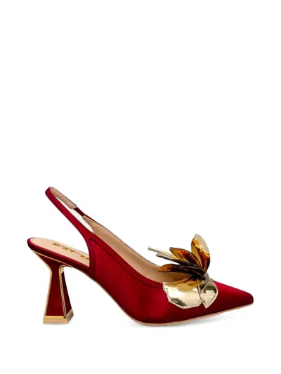Kat Maconie Floral-embellishment Mules In Red
