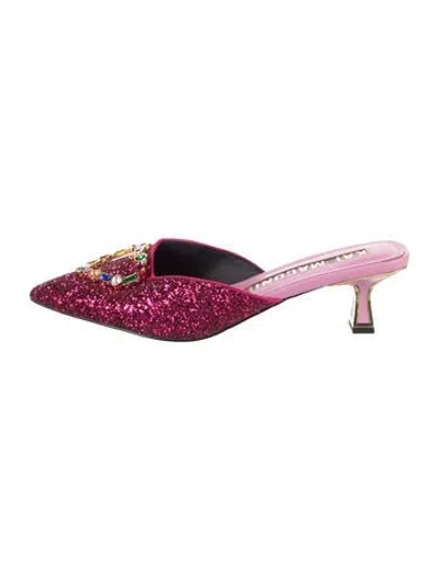 Pre-owned Kat Maconie Glitter Mules In Red