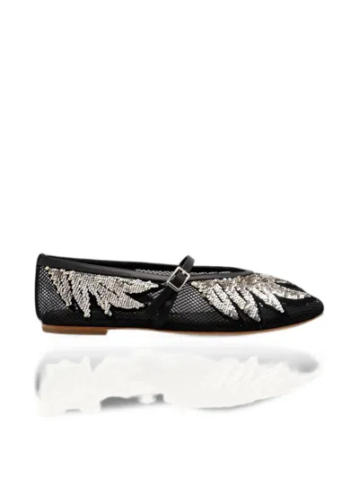 Kat Maconie Joanna Sequin-embellished Ballet Flats In Black