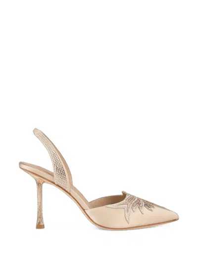 Kat Maconie Karina Crystal-embellished Slingback Pumps In Neutral