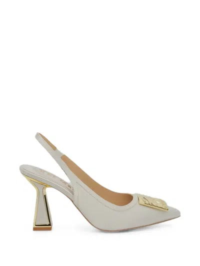 Kat Maconie Katia Logo-plaque Slingback Pumps In Neutral