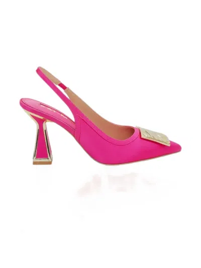 Kat Maconie Katia Logo-plaque Slingback Pumps In Pink