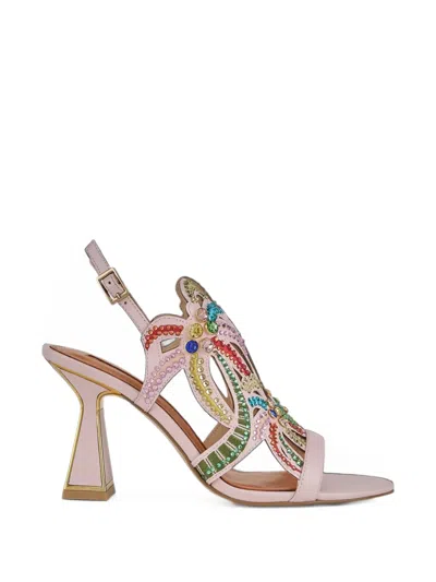 Kat Maconie Kiawa Crystal-embellished Cut-out Sandals In Pink