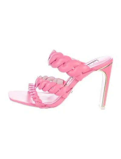 Pre-owned Kat Maconie Leather Braided Accents Sandals In Pink