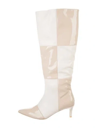 Pre-owned Kat Maconie Leather Colorblock Pattern Boots In Neutral