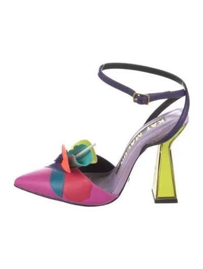 Pre-owned Kat Maconie Leather Colorblock Pattern D'orsay Pumps In Purple