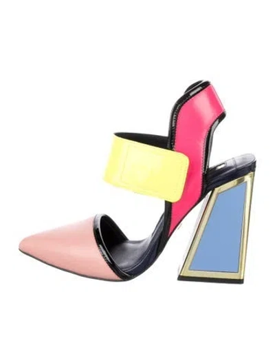 Pre-owned Kat Maconie Leather Colorblock Pattern Pumps In Pink