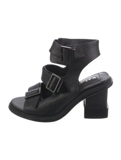 Pre-owned Kat Maconie Leather Sandals In Black