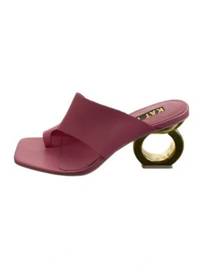 Pre-owned Kat Maconie Leather Sandals In Burgundy