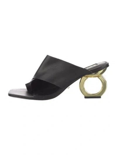 Pre-owned Kat Maconie Leather Slides In Black