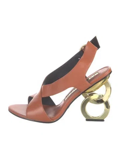 Pre-owned Kat Maconie Leather Slingback Sandals In Multi