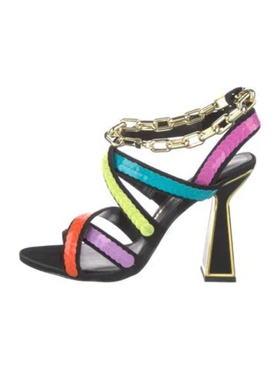 Pre-owned Kat Maconie Leather Striped Sandals In Multi