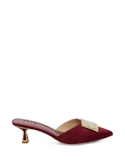 Kat Maconie Logo-plaque Pointed-toe Mules In Red