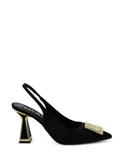 Kat Maconie Logo-plaque Pointed-toe Slingback Pumps In Black