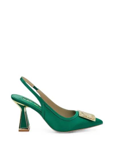 Kat Maconie Logo-plaque Slingback Pumps In Green