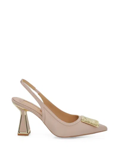 Kat Maconie Logo-plaque Slingback Pumps In Neutral