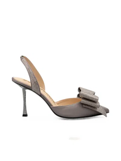 Kat Maconie Mahira Crystal-embellished Bow-detail Pumps In Gray