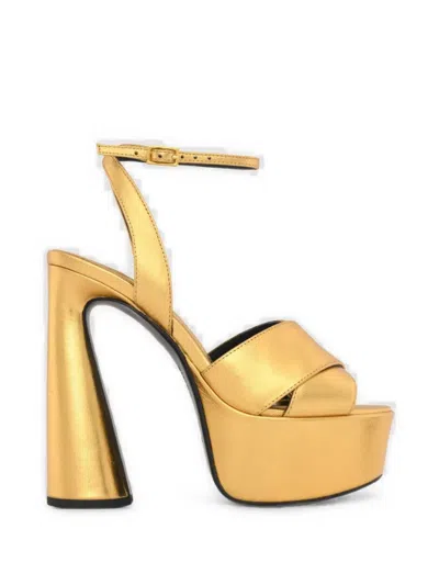 Kat Maconie Metallic-effect Platform Sandals In Gold