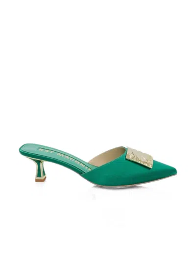 Kat Maconie Rosemin Logo-plaque Mules In Green