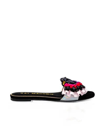 Kat Maconie Ruffled Sandals In Black