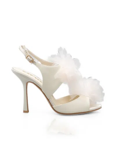 Kat Maconie Ruffle-trimmed Slingback Sandals In Neutral