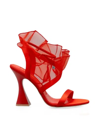 Kat Maconie Sabina Ruffled Sandals In Red