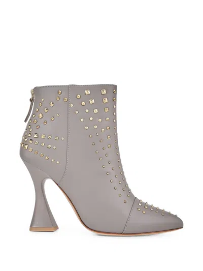 Kat Maconie Samara Stud-embellished Ankle Boots In Gray