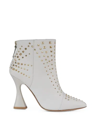 Kat Maconie Samara Stud-embellished Ankle Boots In White