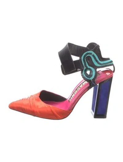 Pre-owned Kat Maconie Satin Pumps In Orange