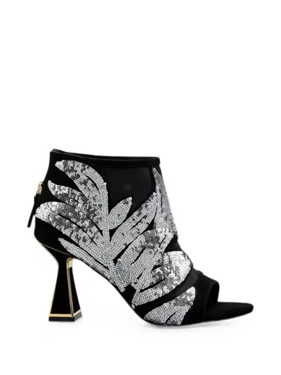 Kat Maconie Sequin-embellished Peep-toe Sandals In Black