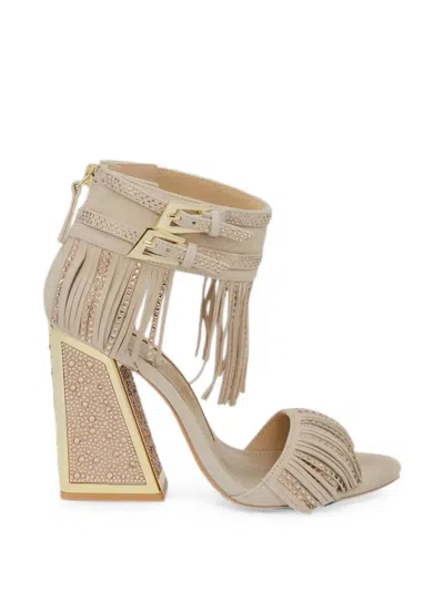 Kat Maconie Shalini Embellished Fringed Sandals In Neutral
