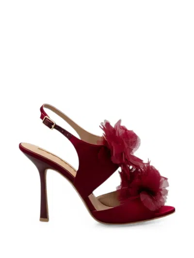Kat Maconie Sher Floral-embellishment Sandals In Burgundy
