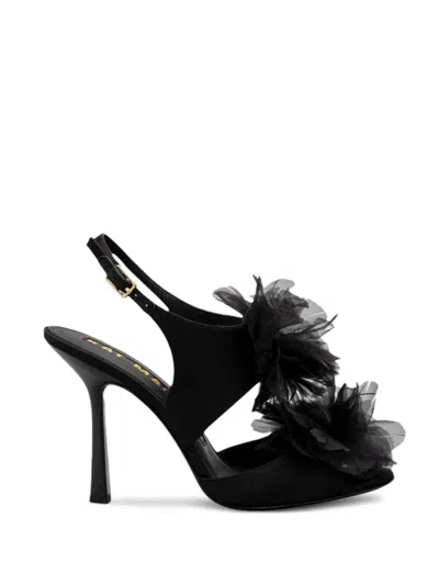 Kat Maconie Sher Flower-embellishment Sandals In Black