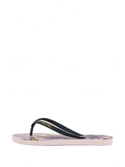 Kat Maconie Sola Floral-print Flip-flops In Black